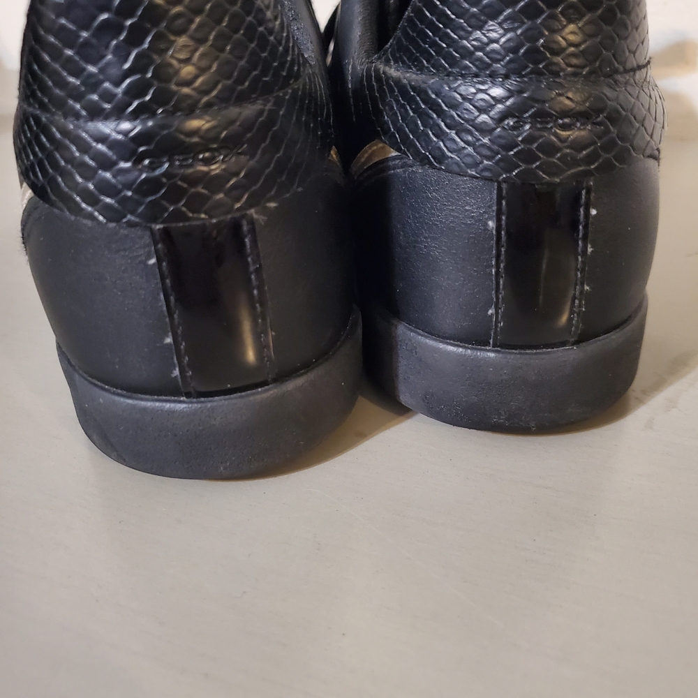 Geox Black Leather Sneakers Gold Zipper Geox Blomiee Sneaker - Picture 5 of 7